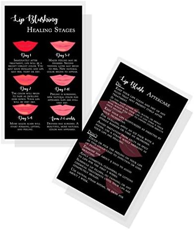 שלבי סומק שפתיים של ריפוי & מגבר; כרטיסי הוראות טפול עוקב / חבילה של 50 / גודל דו צדדי 2 איקס 3.5 כרטיס ביקור אינץ | שחור עם